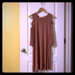 Dusty pink cold shoulder dress with pockets, XL